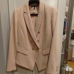 White House Black Market WHBM Blush Pink Gold Buttons Double Breasted Blazer 14